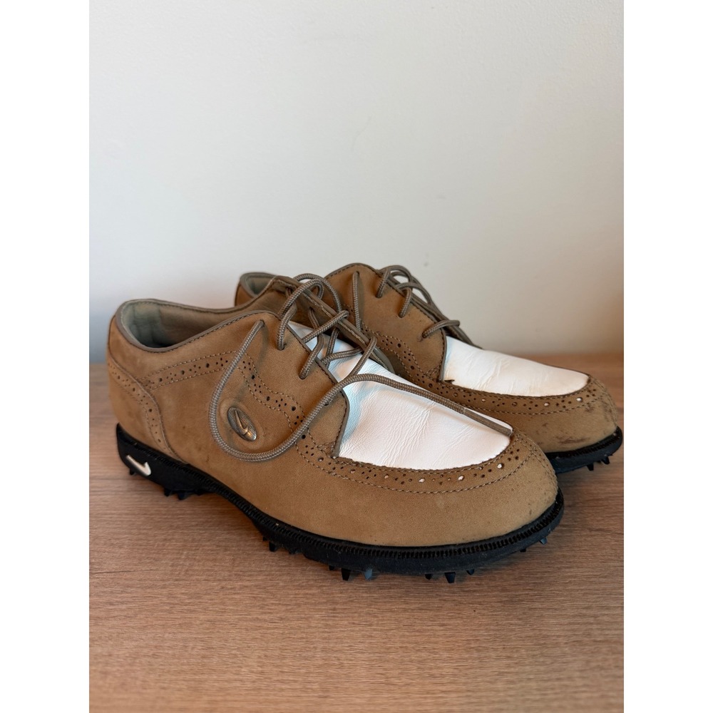Nike Zoom Air Womens Golf Shoes Brown White Suede Wingtip Spiked 192033-211 Sz 6